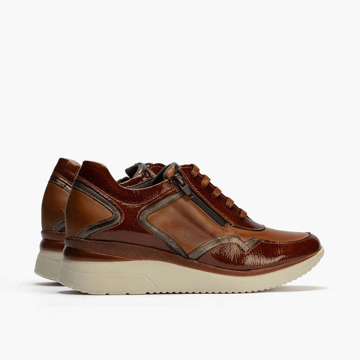 pitillos Zapato Deportivo Charol con Cremallera para mujer color cuero Oferta exclusiva