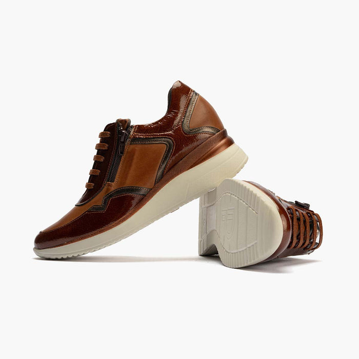 pitillos Zapato Deportivo Charol con Cremallera para mujer color cuero Oferta exclusiva