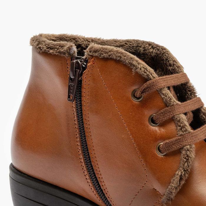pitillos Botín con Pelo para mujer color cuero Última moda
