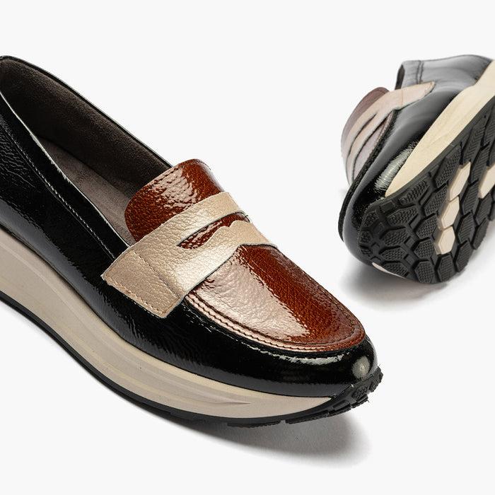pitillos Mocasín Tricolor de mujer color negro Precio ultrabajo