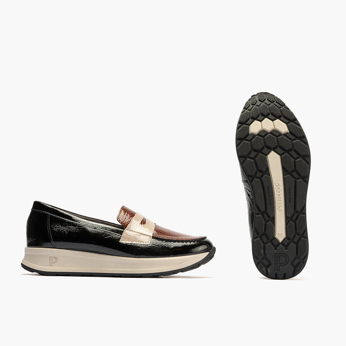 pitillos Mocasín Tricolor de mujer color negro Precio ultrabajo