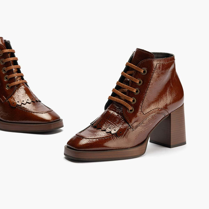 pitillos Botín Flecos de mujer color cuero Rebajas baratas