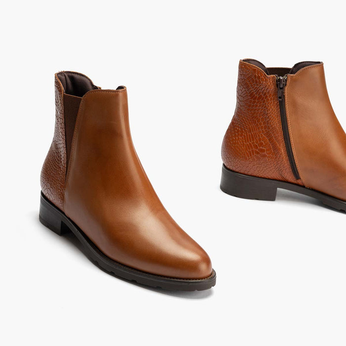pitillos Botín Chelsea Combinado para mujer color cuero Promoción por tiempo limitado