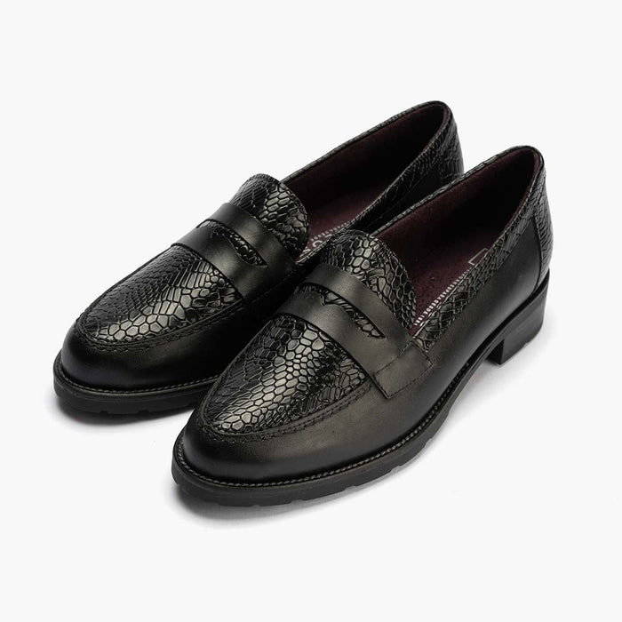 pitillos Mocasín Combinado para mujer color negro Superdescuento
