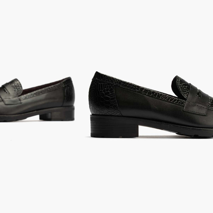 pitillos Mocasín Combinado para mujer color negro Superdescuento