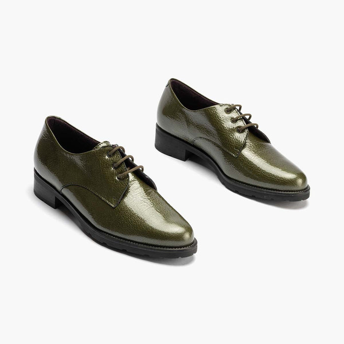 pitillos Blucher en Charol mujer color verde Liquidación