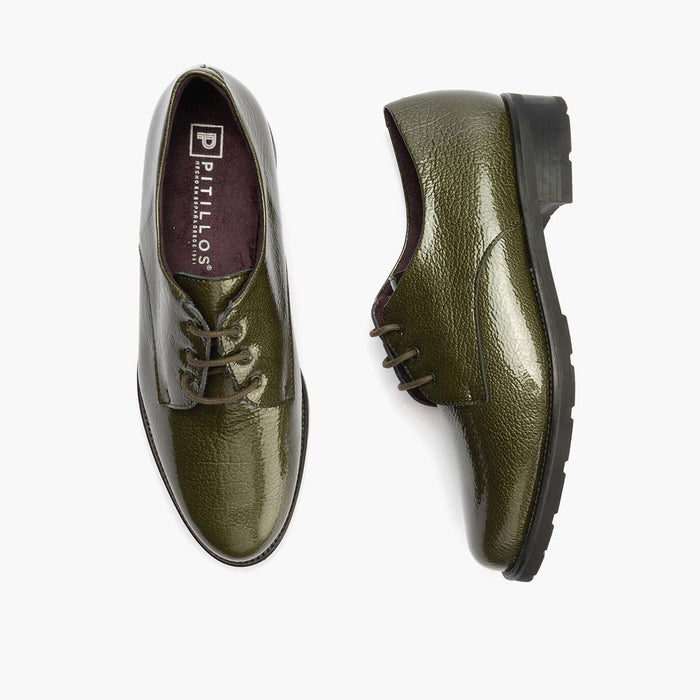 pitillos Blucher en Charol mujer color verde Liquidación