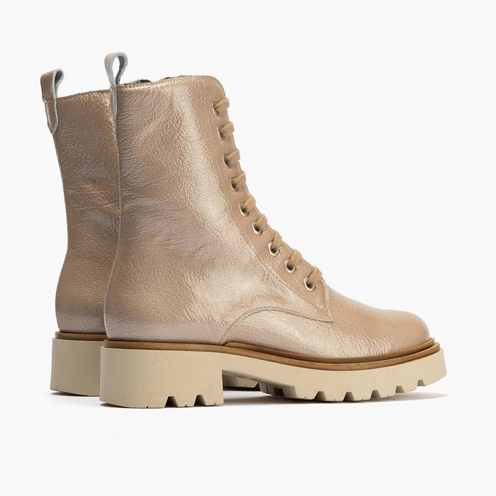 pitillos Bota Militar en Charol mujer color piedra Precios de Black Friday