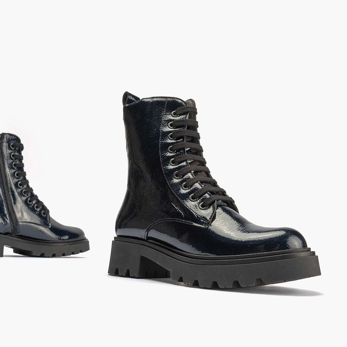 pitillos Bota Militar en Charol para mujer color marino Libre de impuestos