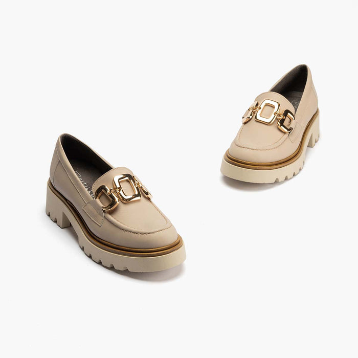pitillos Mocasín en Napa mujer color piedra Grandes ahorros