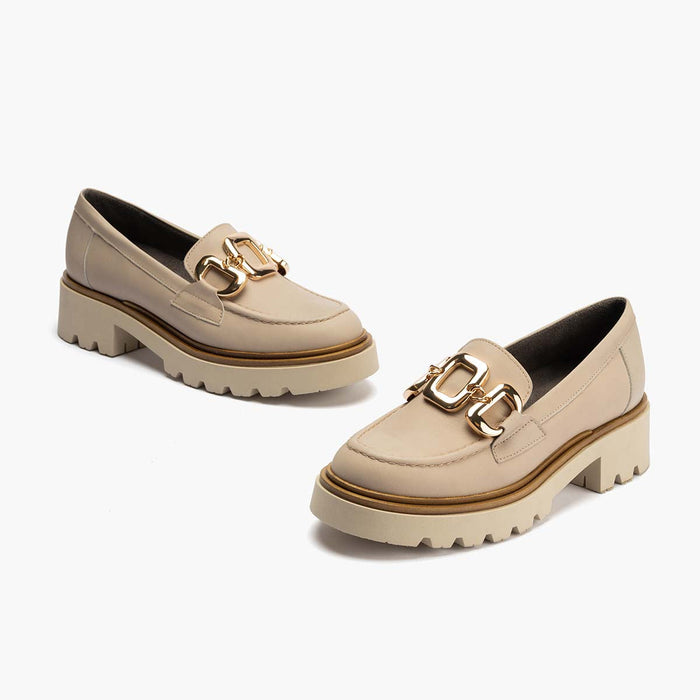 pitillos Mocasín en Napa mujer color piedra Grandes ahorros