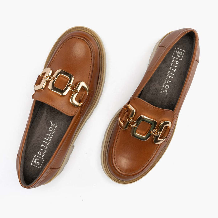 pitillos Mocasín en Napa de mujer color cuero Precio ultrabajo