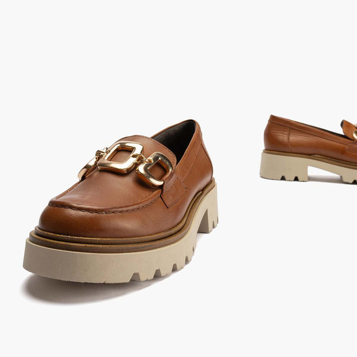 pitillos Mocasín en Napa de mujer color cuero Precio ultrabajo