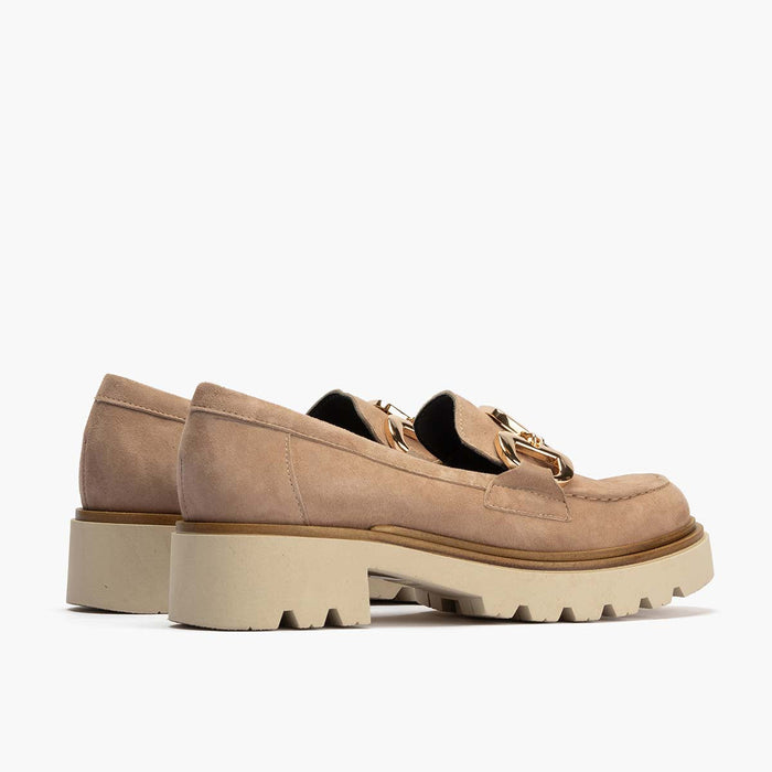 pitillos Mocasín en Ante de mujer color piedra 2025
