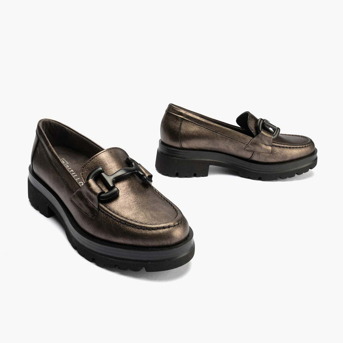 pitillos Mocasín en Laminado de mujer color bronce Rebajas de fábrica