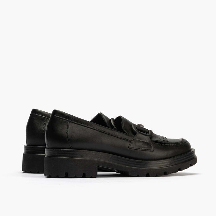 pitillos Mocasín en Napa con Flecos de mujer color negro Tienda