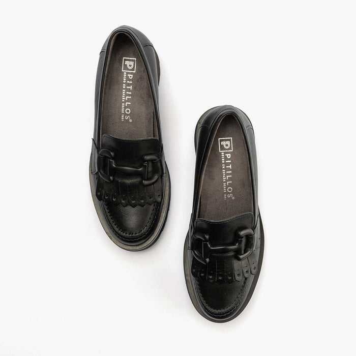 pitillos Mocasín en Napa con Flecos de mujer color negro Tienda