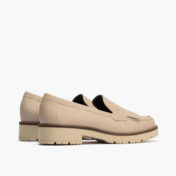 pitillos Mocasín Flecos de mujer color piedra Rebajas top