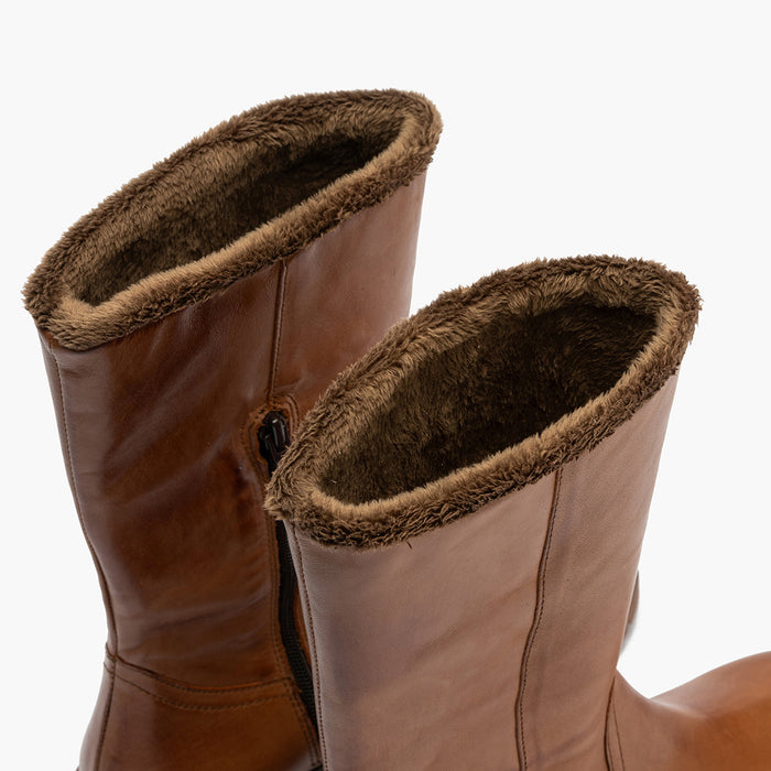 pitillos Bota Media con Pelo mujer color cuero Envío gratis