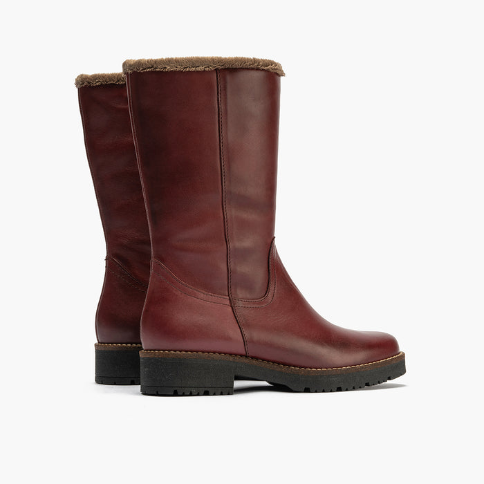 pitillos Bota Media con Pelo para mujer color burdeos Últimos 3 días