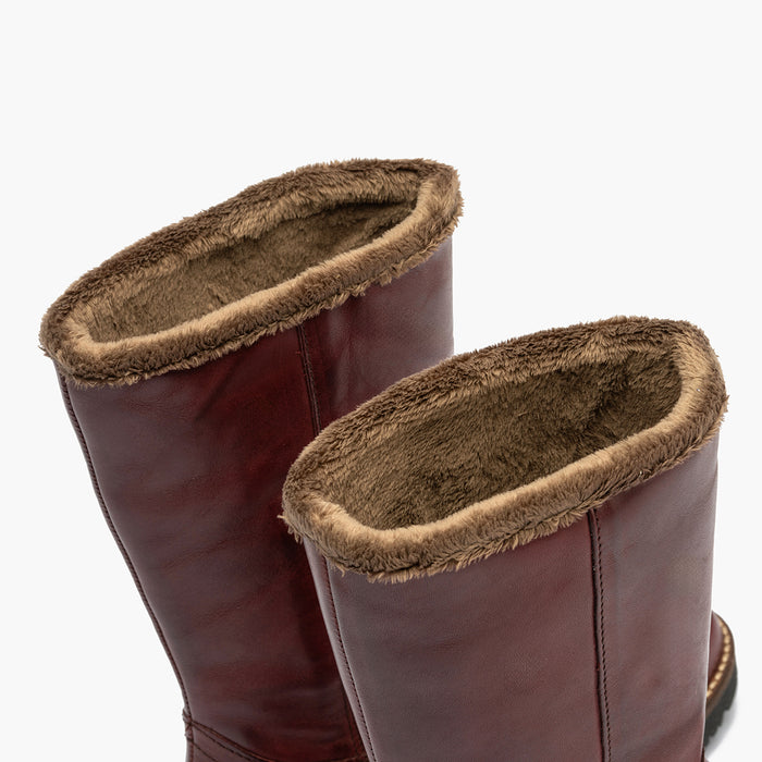 pitillos Bota Media con Pelo para mujer color burdeos Últimos 3 días