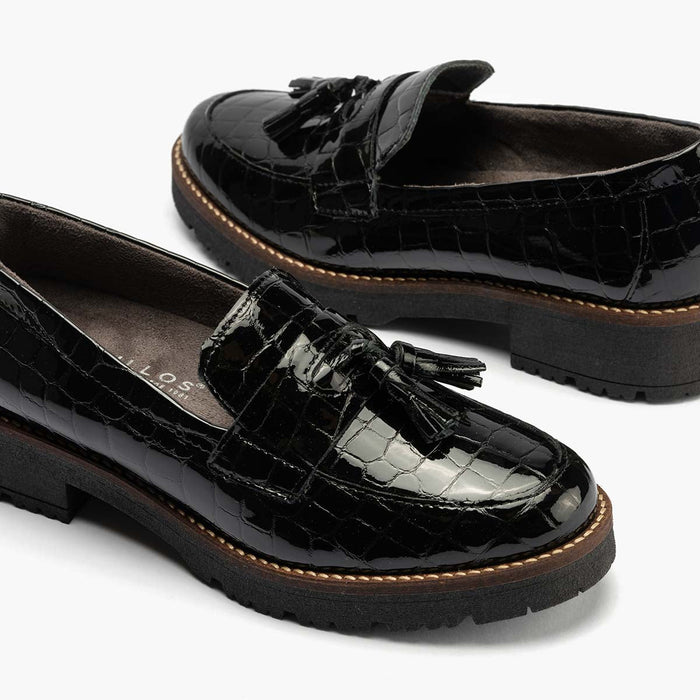 pitillos Mocasín con Borlas mujer color negro Promoción trimestral