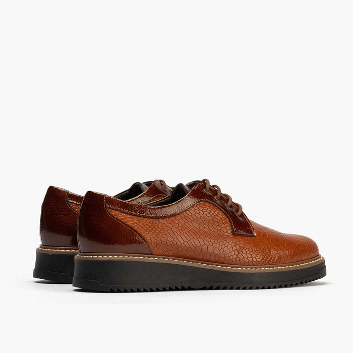 pitillos Blucher Combinado de mujer color cuero Superdescuento