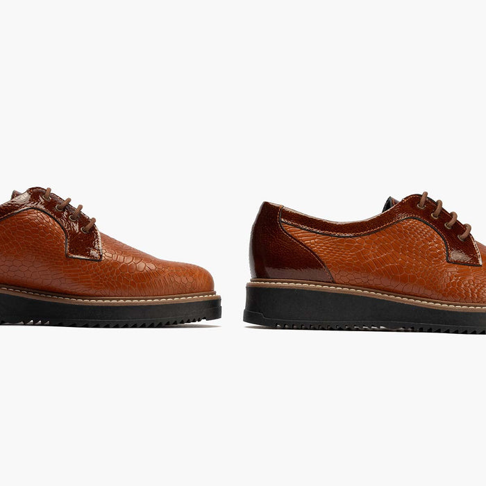pitillos Blucher Combinado de mujer color cuero Superdescuento