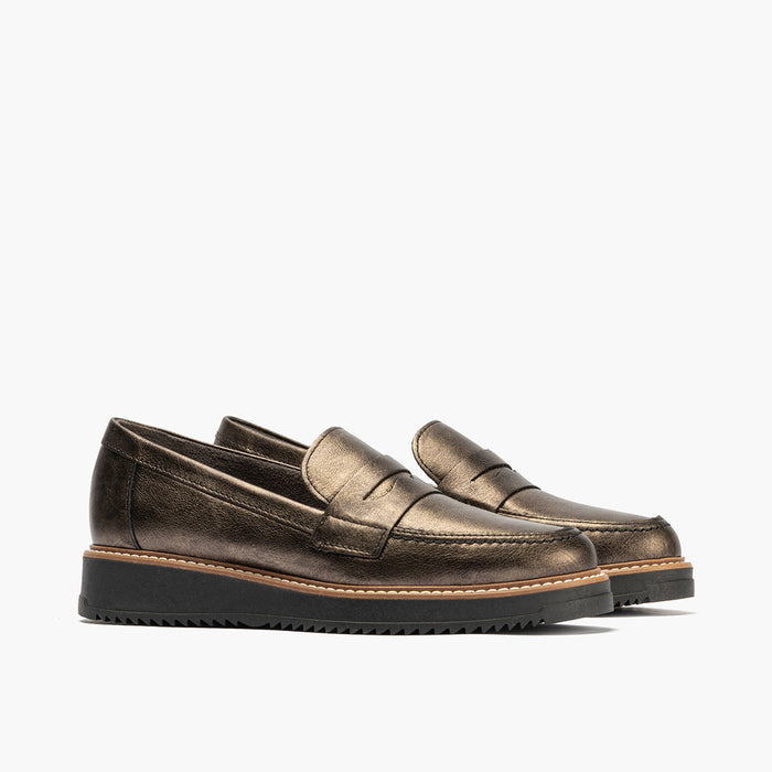 pitillos Mocasín en Laminado de mujer color bronce Envío internacional gratuito