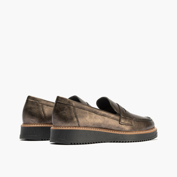 pitillos Mocasín en Laminado de mujer color bronce Envío internacional gratuito