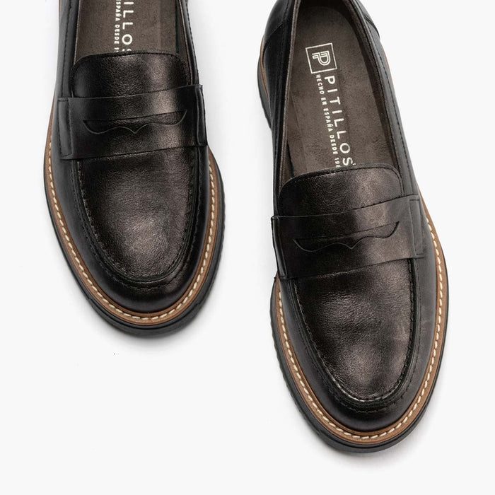 pitillos Mocasín en Laminado de mujer color antracita Tienda de fábrica