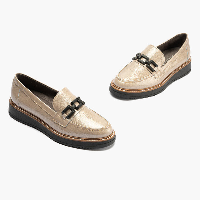 pitillos Mocasín Adorno de mujer color piedra Ahorra y exporta