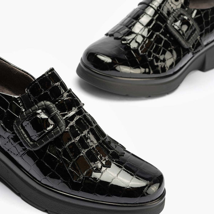 pitillos Zapato Abotinado Flecos Coco de mujer color negro Descuentos del mes
