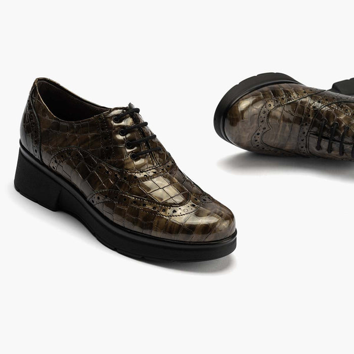pitillos Zapato Inglés Coco de mujer color humo Descuento por venta flash
