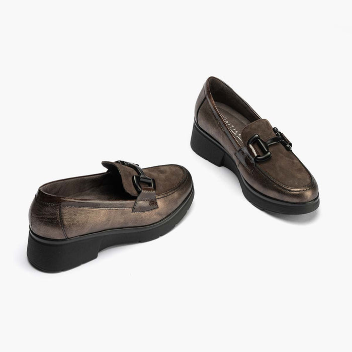 pitillos Mocasín Adorno de mujer color marrón Outlet