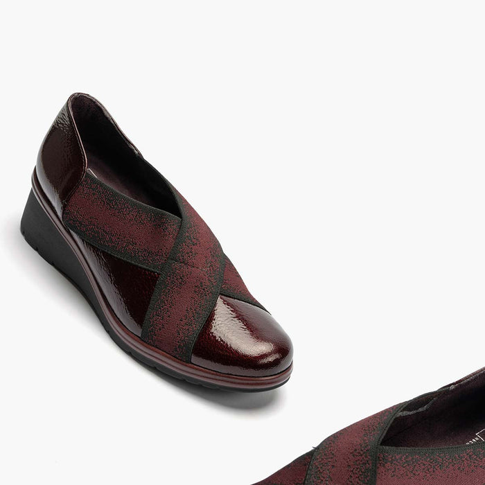 pitillos Zapatos Elásticos Cruzados de mujer color burdeos Liquidación