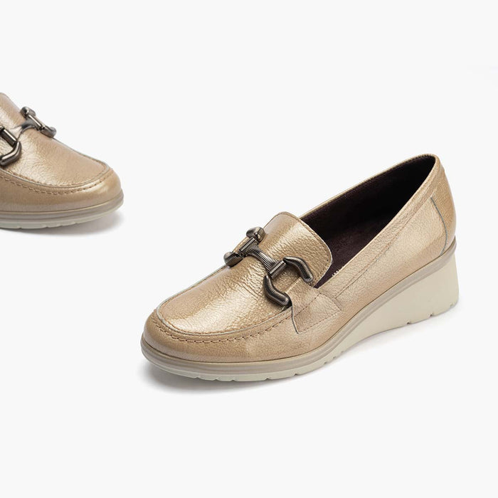 pitillos Mocasín Adorno de mujer color piedra Mejor oferta