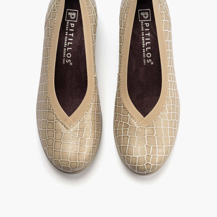 pitillos Zapato Salón Pico con Elástico de mujer color piedra Rebajas top
