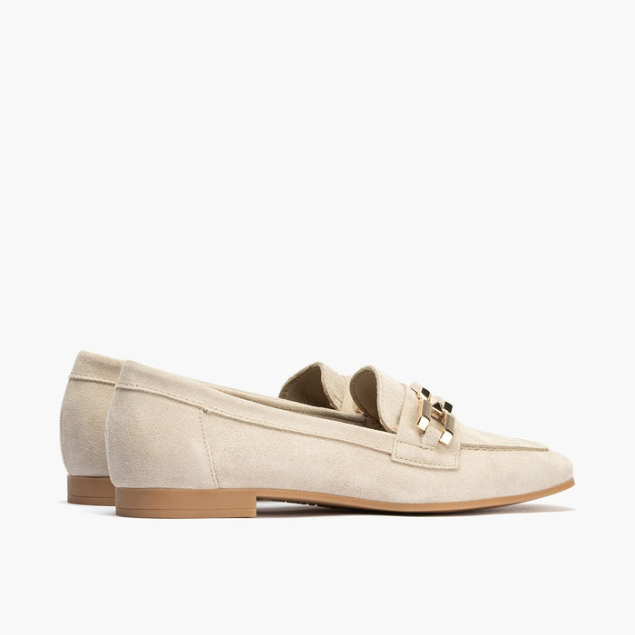 pitillos Mocasines de mujer en serraje con adorno y tacón bajo BLANCO Precio de fábrica