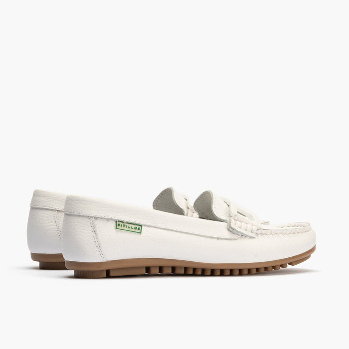 pitillos Mocasines de mujer con adorno eslabón y suela de goma BLANCO Liquidación