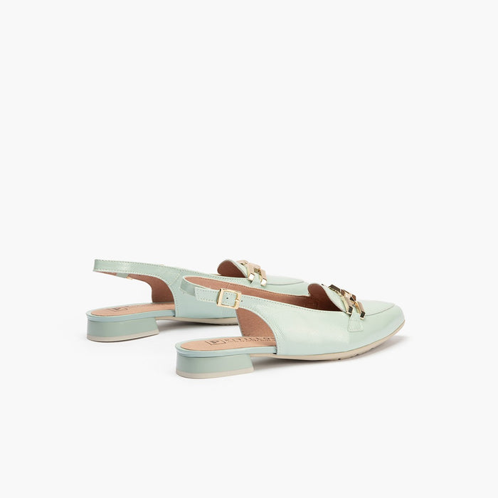 pitillos Mocasines de mujer en piel lamianda con adorno cadena metálica AZUL Ofertas especiales