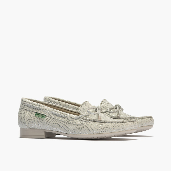 pitillos Mocasines de mujer con adorno de lazo y tacón PLATA Mejor oferta