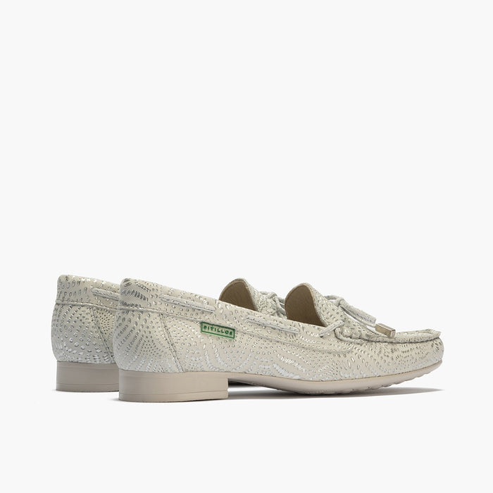 pitillos Mocasines de mujer con adorno de lazo y tacón PLATA Mejor oferta
