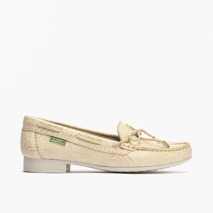 pitillos Mocasines de mujer con adorno de lazo y tacón DORADO Rebajas online