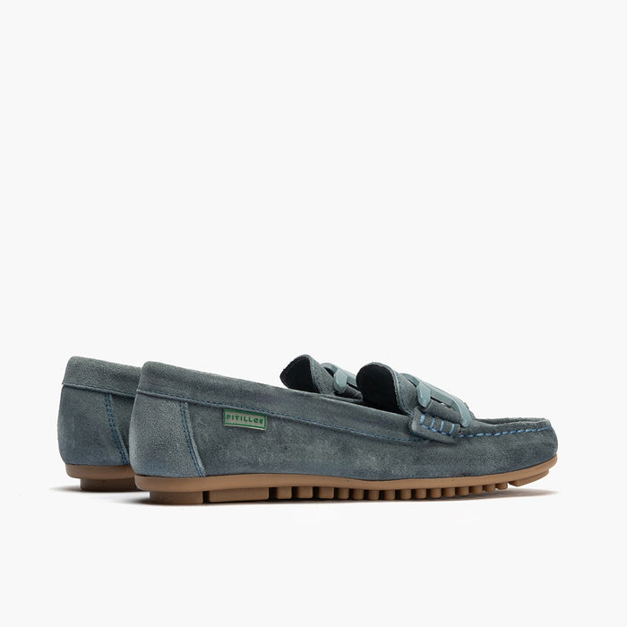 pitillos Mocasines de mujer en ante con adorno eslabón y suela de goma AZUL Rebajas top