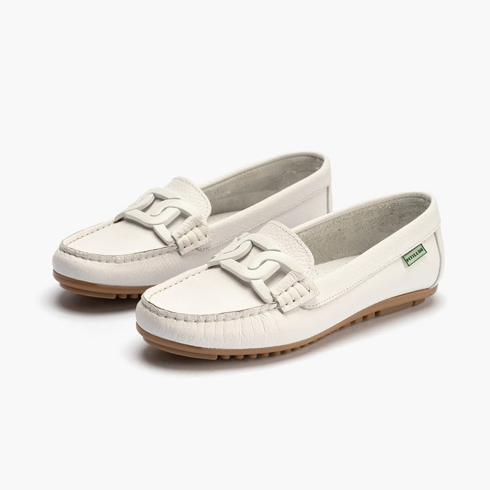 pitillos Mocasines de mujer con adorno eslabón y suela de goma BLANCO Últimos 3 días
