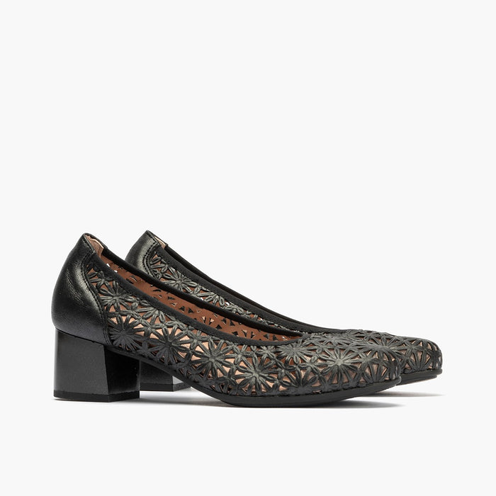 pitillos Zapatos de salón de mujer con piel picada y tacón medio NEGRO Últimos 2 días