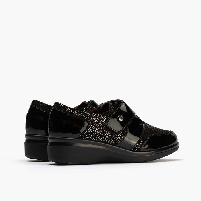 pitillos Blucher Lycra Con Velcro para mujer color negro Promoción por tiempo limitado