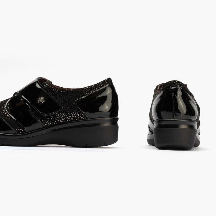 pitillos Blucher Lycra Con Velcro para mujer color negro Promoción por tiempo limitado