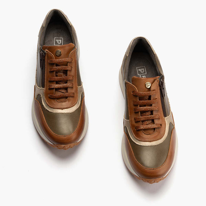 pitillos Zapato Deportivo con Cremallera mujer color cuero Ofertas de temporada
